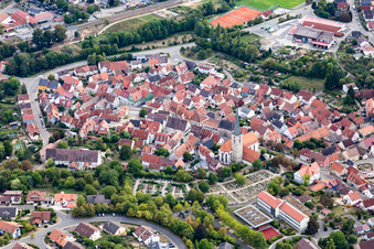 Church building in the village of in Gruensfeld in the state Baden-Wurttemberg, Germany
