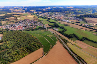 View of the Tauber Valley from the north in the district Gerlachsheim in Lauda-Königshofen in the state Baden-Wuerttemberg, Germany