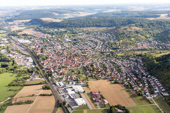 Oblique view of District Lauda in Lauda-Königshofen in the state Baden-Wuerttemberg, Germany