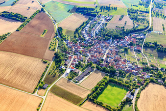 Village view from the east in the district Heckfeld in Lauda-Königshofen in the state Baden-Wuerttemberg, Germany