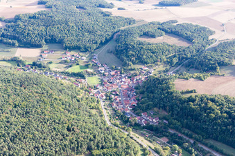 Aerial view of District Kupprichhausen in Boxberg in the state Baden-Wuerttemberg, Germany
