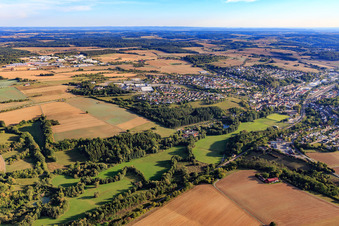 Aerial view of Kirnautal from the northeast in Osterburken in the state Baden-Wuerttemberg, Germany
