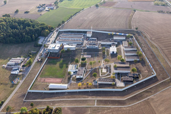 Prison grounds and high security fence Prison Adelsheim in Adelsheim in the state Baden-Wurttemberg, Germany
