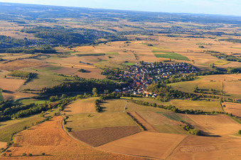 Aerial view of Village view from the southeast in the district Waldmühlbach in Billigheim in the state Baden-Wuerttemberg, Germany