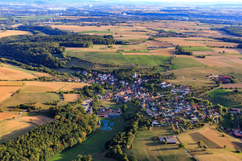 Aerial view of Village view in Tiefenbachtal from the east in the district Tiefenbach in Gundelsheim in the state Baden-Wuerttemberg, Germany