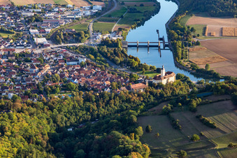 Aerial photograpy of Gundelsheim in the state Baden-Wuerttemberg, Germany