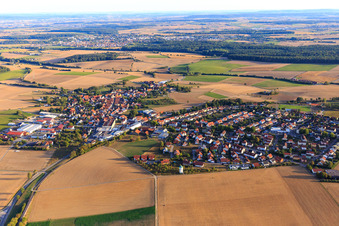 Aerial view of View of the Kraichgau from the north in Siegelsbach in the state Baden-Wuerttemberg, Germany