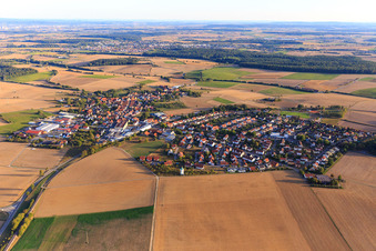 Aerial photograpy of View of the Kraichgau from the north in Siegelsbach in the state Baden-Wuerttemberg, Germany