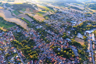 Overview of the town from the east in the district Eichtersheim in Angelbachtal in the state Baden-Wuerttemberg, Germany