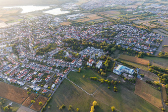 Overview of the town from the southeast in the district Bad Langenbrücken in Bad Schönborn in the state Baden-Wuerttemberg, Germany
