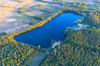 Aerial view of Heidesee in Forst in the state Baden-Wuerttemberg, Germany
