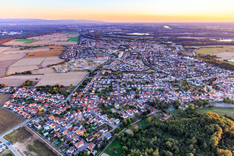 View from the north in the district Linkenheim in Linkenheim-Hochstetten in the state Baden-Wuerttemberg, Germany
