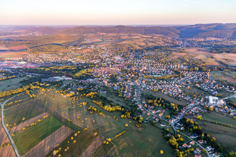 Aerial view of Town View of the streets and houses of the residential areas in Reichshoffen in Grand Est, France