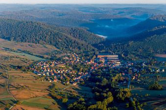 Zinswiller in the state Bas-Rhin, France from the drone perspective