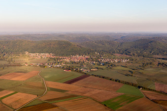 Neuwiller-lès-Saverne in the state Bas-Rhin, France seen from a drone