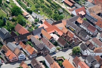 Main Street x Raiffeisen Street from the north in Winden in the state Rhineland-Palatinate, Germany