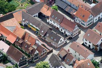 Aerial view of Main street from the north in Winden in the state Rhineland-Palatinate, Germany