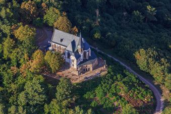 Aerial photograpy of St. Anna Chapel in Burrweiler in the state Rhineland-Palatinate, Germany