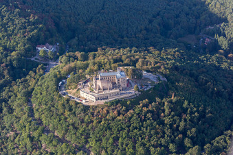 Aerial view of Oberhambach, Hambach Castle in the district Diedesfeld in Neustadt an der Weinstraße in the state Rhineland-Palatinate, Germany