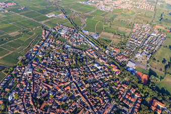 City overview from the south in Deidesheim in the state Rhineland-Palatinate, Germany