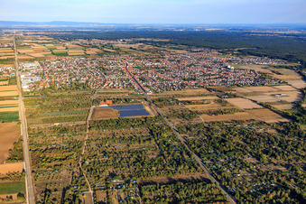 City view from the west in Haßloch in the state Rhineland-Palatinate, Germany