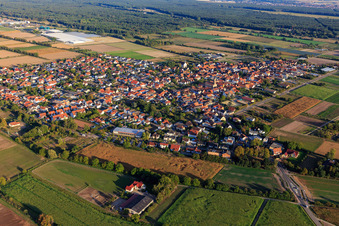 View of the town from the northwest in Zeiskam in the state Rhineland-Palatinate, Germany