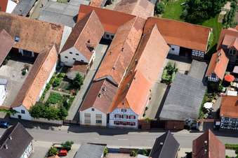 Main street from the north in Winden in the state Rhineland-Palatinate, Germany seen from above