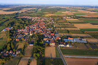 Aerial view of Village view from the west in Winden in the state Rhineland-Palatinate, Germany