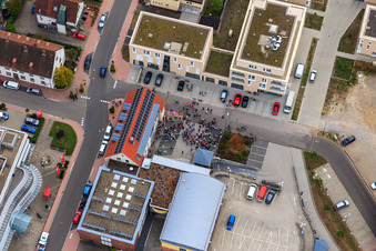 Demo "Women's Alliance Kandel" vs. "AntiFa/We are Kandel/Grandmas against the right in Kandel in the state Rhineland-Palatinate, Germany from the plane