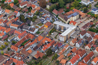 Bird's eye view of Demo "Women's Alliance Kandel" vs. "AntiFa/We are Kandel/Grandmas against the right in Kandel in the state Rhineland-Palatinate, Germany