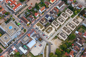 In the city center in Kandel in the state Rhineland-Palatinate, Germany from above