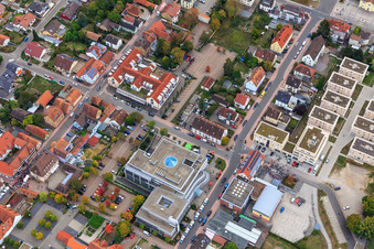 Demo "Women's Alliance Kandel" vs. "AntiFa/We are Kandel/Grandmas against the right in Kandel in the state Rhineland-Palatinate, Germany viewn from the air