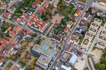 Drone recording of Demo "Women's Alliance Kandel" vs. "AntiFa/We are Kandel/Grandmas against the right in Kandel in the state Rhineland-Palatinate, Germany