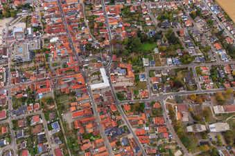 Demo "Women's Alliance Kandel" vs. "AntiFa/We are Kandel/Grandmas against the right in Kandel in the state Rhineland-Palatinate, Germany from a drone