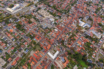 Aerial view of Demo "Women's Alliance Kandel" vs. "AntiFa/We are Kandel/Grandmas against the right in Kandel in the state Rhineland-Palatinate, Germany