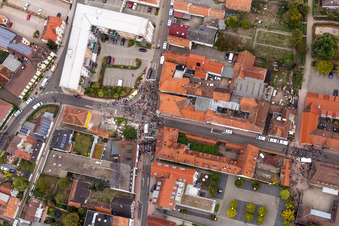 Participant of a political protest demonstration "Frauenbuendnis Kandel" vs. "AntiFa/Wir sind Kandel/Omas gegen rechts" in Kandel in the state Rhineland-Palatinate, Germany