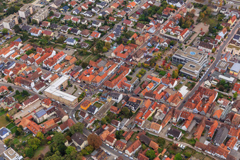 Drone recording of Demo "Women's Alliance Kandel" vs. "AntiFa/We are Kandel/Grandmas against the right in Kandel in the state Rhineland-Palatinate, Germany