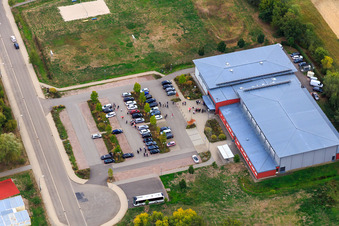 Aerial view of Bienwald Hall in Kandel in the state Rhineland-Palatinate, Germany