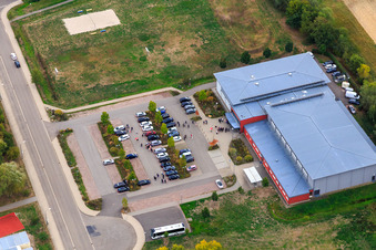 Aerial photograpy of Bienwald Hall in Kandel in the state Rhineland-Palatinate, Germany
