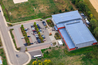Bienwald Hall in Kandel in the state Rhineland-Palatinate, Germany from above