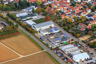 Alte Landstraße commercial area with EDEKA Paul, Autohaus Friedmann GmbH & Co. KG in Steinfeld in the state Rhineland-Palatinate, Germany