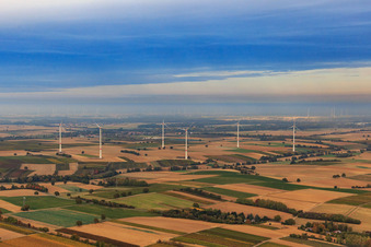 EnBW wind farm - wind turbine with 6 wind turbines from the southwest in Freckenfeld in the state Rhineland-Palatinate, Germany