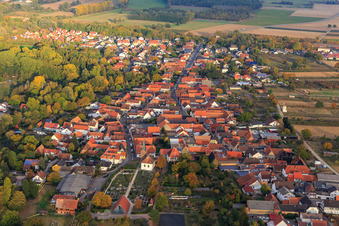 Church to main street from the west in Winden in the state Rhineland-Palatinate, Germany