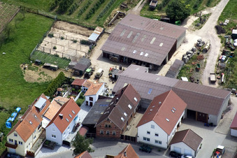 Bird's eye view of Wiesenstr in the district Mühlhofen in Billigheim-Ingenheim in the state Rhineland-Palatinate, Germany