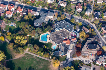 Spa and swimming pools at the swimming pool of the leisure facility Suedpfalz Therme in Bad Bergzabern in the state Rhineland-Palatinate, Germany