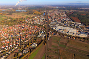 Aerial view of SEW-EURODRIVE GmbH & Co. KG in the district Graben in Graben-Neudorf in the state Baden-Wuerttemberg, Germany