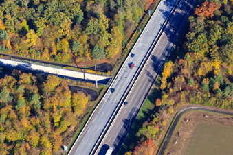A5 crosses the lowered high-speed railway line in Forst in the state Baden-Wuerttemberg, Germany