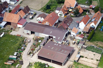 Wiesenstr in the district Mühlhofen in Billigheim-Ingenheim in the state Rhineland-Palatinate, Germany seen from a drone
