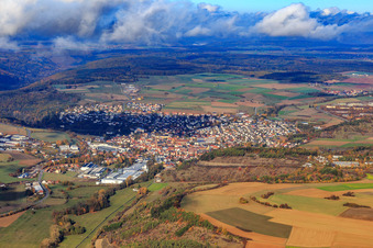 View of the town from the southeast in Hardheim in the state Baden-Wuerttemberg, Germany