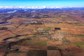 Village view from the south in Waigolshausen in the state Bavaria, Germany